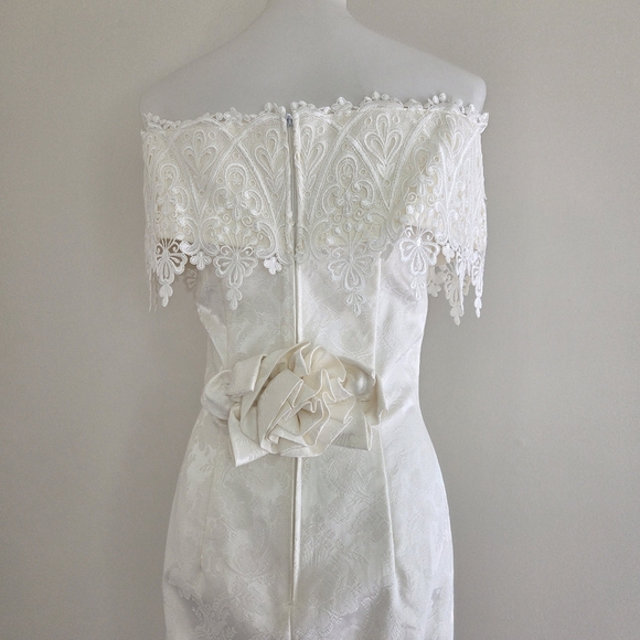 Jessica McClintock Vintage Lace Jacquard Brocade Wedding Dress Bridal Medium - Picture 9 of 13